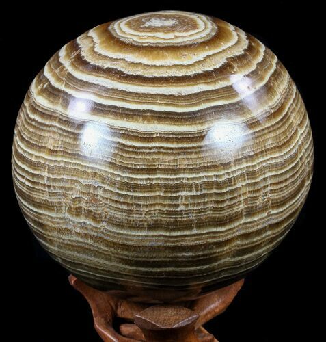 Polished, Banded Aragonite Sphere - Morocco #57005